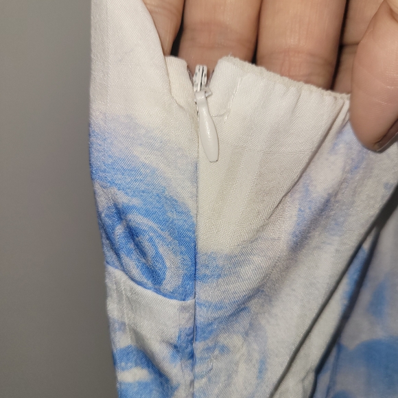 Blue Rose Cotton Blend Slip Dress Y2K Coquette Midi - Picture 5 of 8